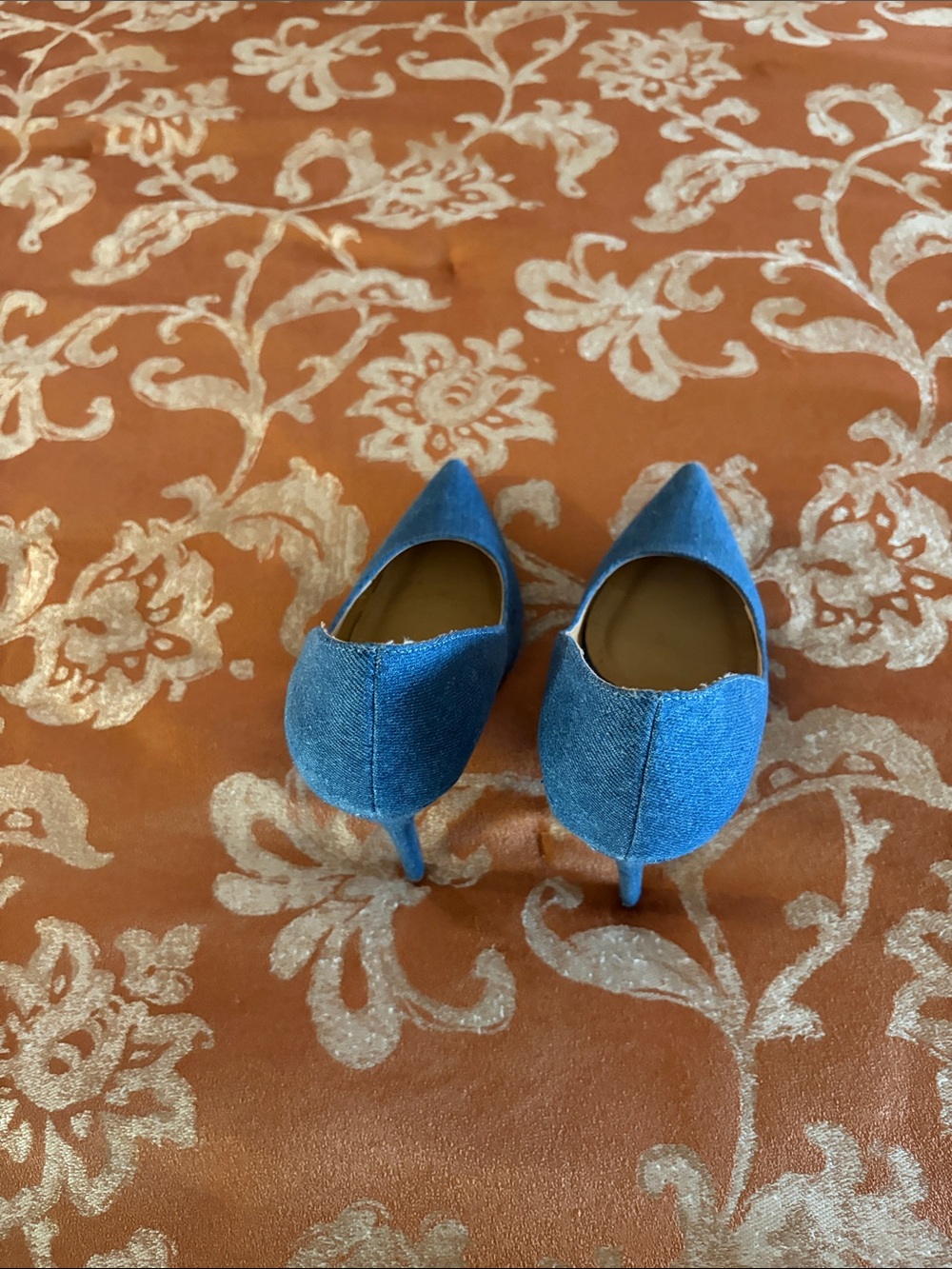 Shoe Republic LA Denim Pointed-Toe Kitten Heels - Blue